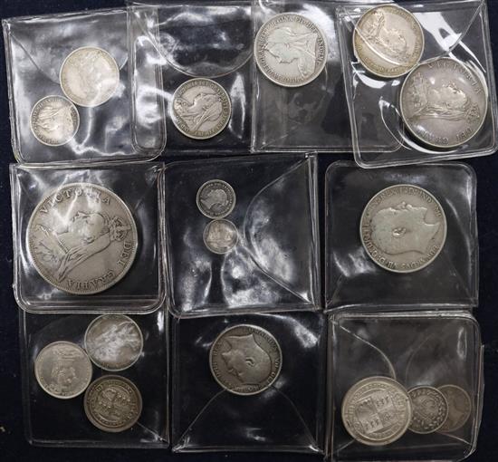 Victorian silver coinage including a groat and hapenny